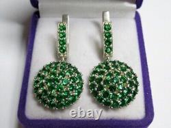 Vintage Russian Earrings Sterling Silver 925 Cubic Zirconia, Women's Jewelry