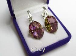 Vintage Russian Earrings Sterling Silver 925 Cubic Zirconia, Women's Jewelry