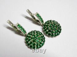 Vintage Russian Earrings Sterling Silver 925 Cubic Zirconia, Women's Jewelry