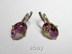 Vintage Russian Earrings Sterling Silver 925 Cubic Zirconia, Women's Jewelry