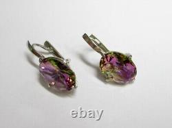 Vintage Russian Earrings Sterling Silver 925 Cubic Zirconia, Women's Jewelry