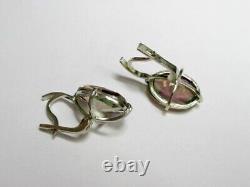 Vintage Russian Earrings Sterling Silver 925 Cubic Zirconia, Women's Jewelry