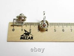 Vintage Russian Earrings Sterling Silver 925 Ruby, Women's Jewelry 5.75 gr