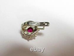 Vintage Russian Earrings Sterling Silver 925 Ruby, Women's Jewelry 5.75 gr