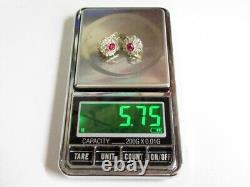 Vintage Russian Earrings Sterling Silver 925 Ruby, Women's Jewelry 5.75 gr