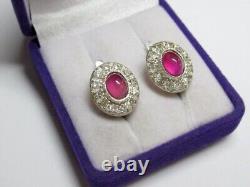 Vintage Russian Earrings Sterling Silver 925 Spinel, Women's Jewelry 5.71gr