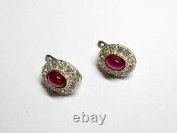 Vintage Russian Earrings Sterling Silver 925 Spinel, Women's Jewelry 5.71gr