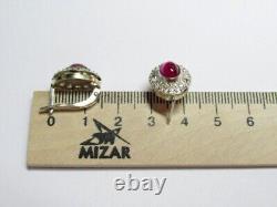 Vintage Russian Earrings Sterling Silver 925 Spinel, Women's Jewelry 5.71gr