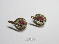 Vintage Russian Earrings Sterling Silver 925 Spinel, Women's Jewelry 5.71gr