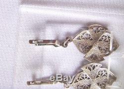 Vintage Russian Filigree Sterling Silver 925 22K Soviet Star Dangle Earrings