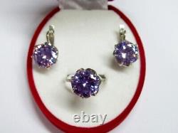 Vintage Russian Set Earrings Ring Sterling Silver 925, Women's Jewelry 14.02 gr