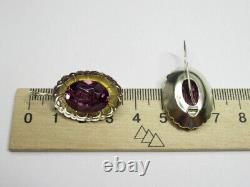 Vintage Russian Soviet Earrings Sterling Silver 875 Alexandrite, Women's Jewelry