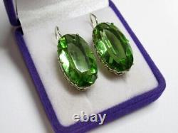 Vintage Russian Soviet Earrings Sterling Silver 875 Alpanite, Women's Jewelry