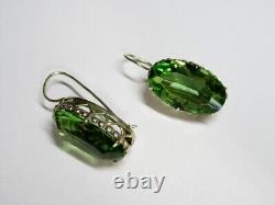 Vintage Russian Soviet Earrings Sterling Silver 875 Alpanite, Women's Jewelry