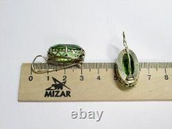 Vintage Russian Soviet Earrings Sterling Silver 875 Alpanite, Women's Jewelry