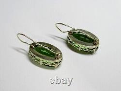 Vintage Russian Soviet Earrings Sterling Silver 875 Alpanite, Women's Jewelry