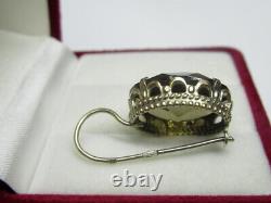 Vintage Russian Soviet Earrings Sterling Silver 875 Alpanite, Women's Jewelry