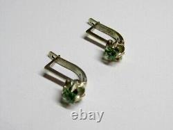 Vintage Russian Soviet Earrings Sterling Silver 875 Garnet, Women's Jewelry