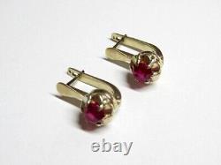 Vintage Russian Soviet Earrings Sterling Silver 875 Ruby, Women's Jewelry