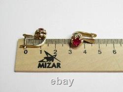 Vintage Russian Soviet Earrings Sterling Silver 875 Ruby, Women's Jewelry