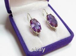 Vintage Russian Soviet Earrings Sterling Silver 875 Sapphire, Women's Jewelry