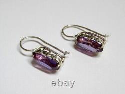 Vintage Russian Soviet Earrings Sterling Silver 875 Sapphire, Women's Jewelry