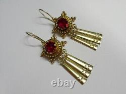 Vintage Russian Soviet Earrings Sterling Silver 875 Tourmaline, Women's Jewelry