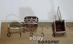 Vintage Russian Soviet Earrings Sterling Silver 875, Women's Jewelry 3.42gr USSR