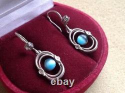 Vintage Russian Soviet Earrings Sterling Silver 875, Women's Jewelry 4.35gr