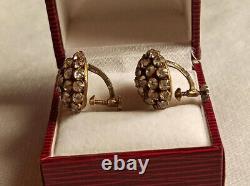 Vintage Russian Soviet Earrings Sterling Silver 875, Women's Jewelry 7.01gr