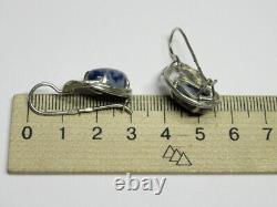 Vintage Russian Soviet Earrings Sterling Silver 916 Sodalite, Women's Jewelry