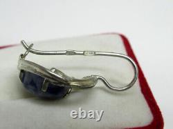 Vintage Russian Soviet Earrings Sterling Silver 916 Sodalite, Women's Jewelry