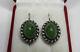 Vintage Russian Soviet Earrings Sterling Silver 925 Jade, Women's Jewelry 8.01gr