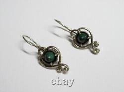 Vintage Russian Soviet Earrings Sterling Silver 925 Malachite, Women's Jewelry