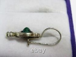 Vintage Russian Soviet Earrings Sterling Silver 925 Malachite, Women's Jewelry