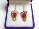 Vintage Russian Soviet Earrings Sterling Silver 925 Ruby, Women's Jewelry