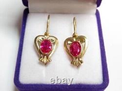 Vintage Russian Soviet Earrings Sterling Silver 925 Ruby, Women's Jewelry