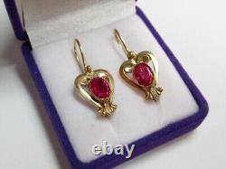 Vintage Russian Soviet Earrings Sterling Silver 925 Ruby, Women's Jewelry