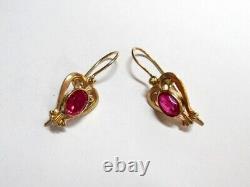 Vintage Russian Soviet Earrings Sterling Silver 925 Ruby, Women's Jewelry