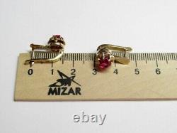 Vintage Russian Soviet Earrings Sterling Silver 925 Ruby, Women's Jewelry