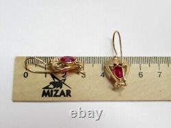 Vintage Russian Soviet Earrings Sterling Silver 925 Ruby, Women's Jewelry