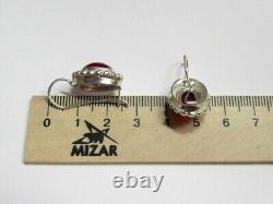 Vintage Russian Soviet Earrings Sterling Silver 925 Ruby, Women's Jewelry