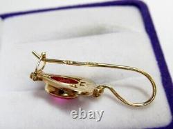 Vintage Russian Soviet Earrings Sterling Silver 925 Ruby, Women's Jewelry