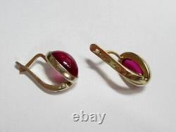 Vintage Russian Soviet Earrings Sterling Silver 925 Ruby, Women's Jewelry