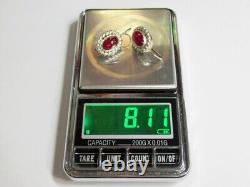 Vintage Russian Soviet Earrings Sterling Silver 925 Ruby, Women's Jewelry