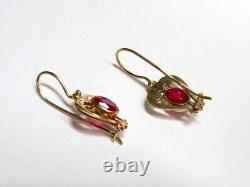 Vintage Russian Soviet Earrings Sterling Silver 925 Ruby, Women's Jewelry