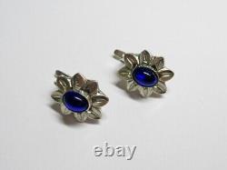 Vintage Russian Soviet Earrings Sterling Silver 925 Sapphire, Women's Jewelry