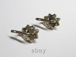 Vintage Russian Soviet Earrings Sterling Silver 925 Sapphire, Women's Jewelry