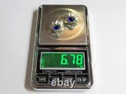 Vintage Russian Soviet Earrings Sterling Silver 925 Sapphire, Women's Jewelry