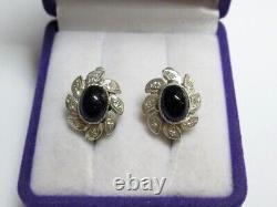 Vintage Russian Soviet Earrings Sterling Silver 925 Spinel, Women's Jewelry